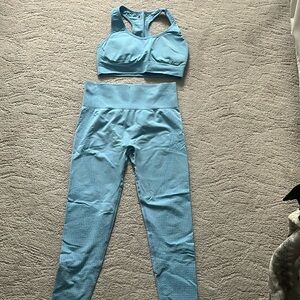 Two Piece Workout Set in Light Blue Size Medium